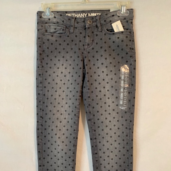 BETHANY MOTA Grey Polka Dot Skinny Ankle Jeans Jeggings Size 00R - Picture 3 of 15